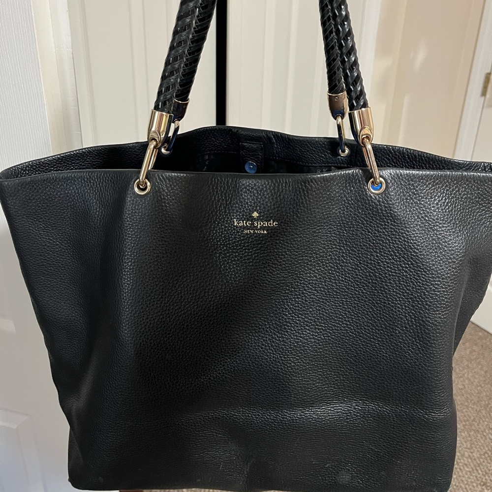 Preowned Kate Spade soft Black Leather Tote Bag.